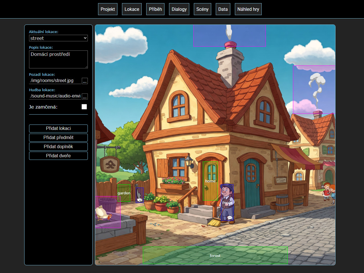 Screenshot Adventure WebForge Engine Editoru